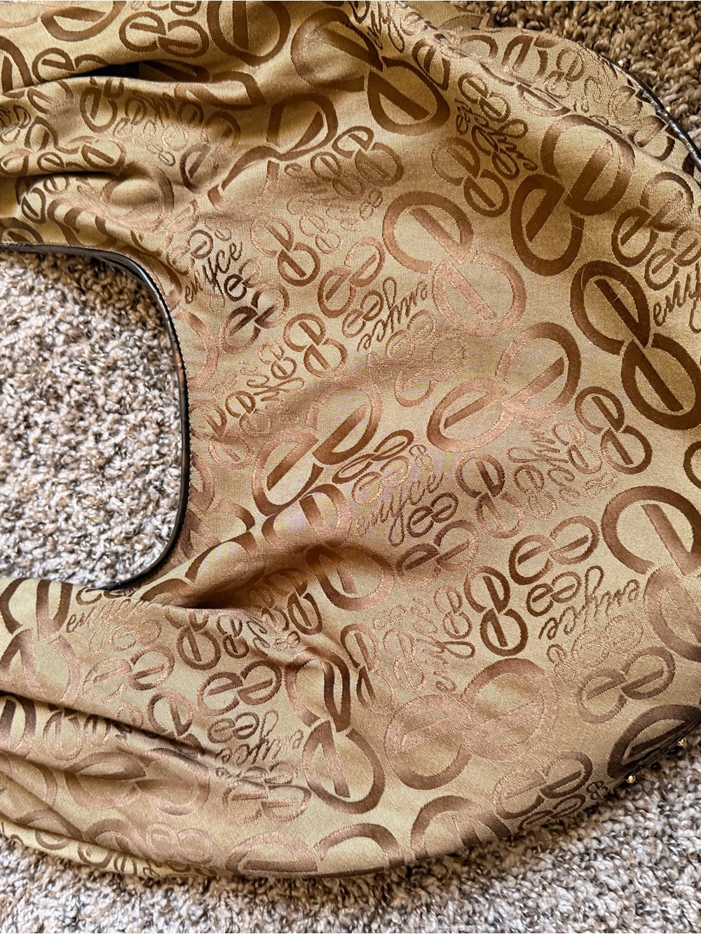 Enyce Brown Monogram Tote with Gold Interior